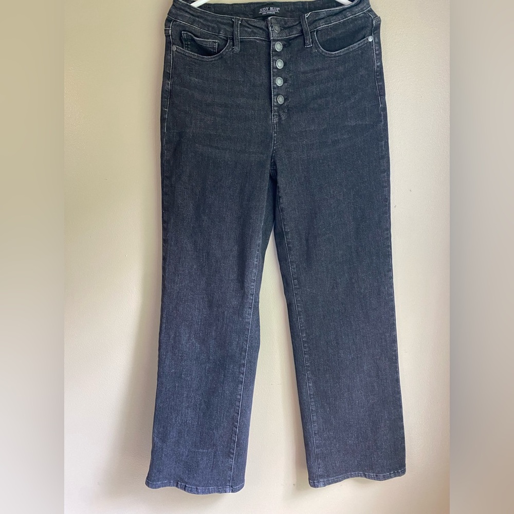 Judy Blue button fly Women's Black High-Waisted straight leg Jeans